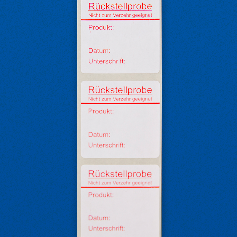 Rollenhaftetiketten "Rückstellprobe"